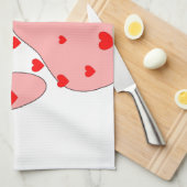 Linge De Cuisine Empreinte de patte rose aux coeurs (Quart Plié)