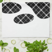 Linge De Cuisine Empreinte de patte Tartan Noir Et Blanc (Plié)