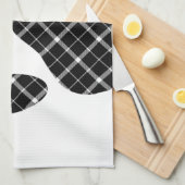 Linge De Cuisine Empreinte de patte Tartan Noir Et Blanc (Quart Plié)