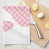 Linge De Cuisine Empreinte de patte Tartan Rose Et Blanc (Quart Plié)