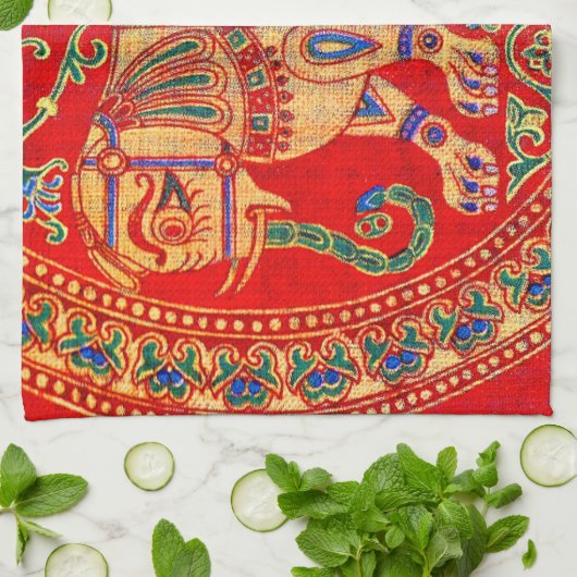 Linge De Cuisine Empreinte d'éléphants d'Inde orientale (Plié)