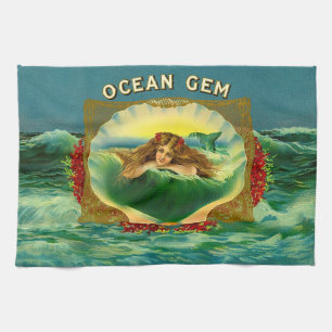 Linge De Cuisine Empreinte étiquette cigare de sirène Ocean Gem