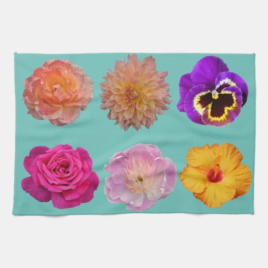 Linge De Cuisine Empreinte florale colorée (Horizontal)