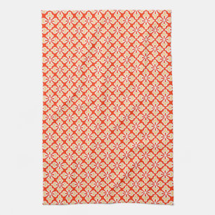 Linge De Cuisine Empreinte florale kimono, pêche et mandarine orang