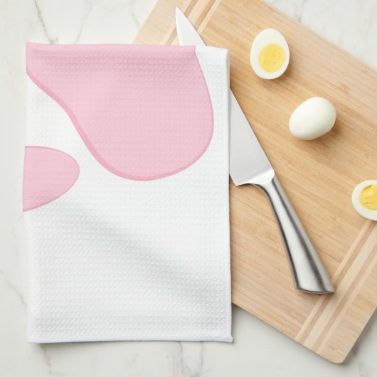 Linge De Cuisine Empreinte rose (Quart Plié)