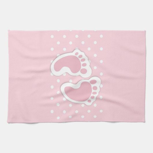 Linge De Cuisine Empreintes Bébé Rose Cute (Horizontal)