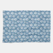 Linge De Cuisine Empreintes de pattes blancs en bleu - Rustique Ama (Horizontal)