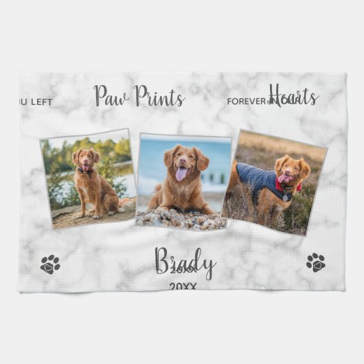 Linge De Cuisine empreintes de pattes Hearts 3 Photo Pet Dog Memori (Horizontal)