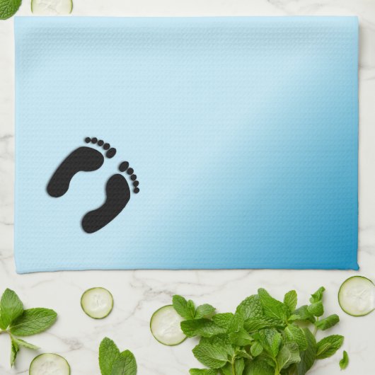 Linge De Cuisine Empreintes Pieds Nus Bleu (Plié)