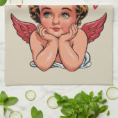 Linge De Cuisine En attendant l'Amour Cupidé Rétro de Saint Valenti (Plié)