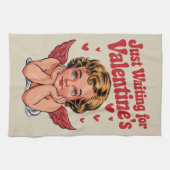Linge De Cuisine En attendant l'Amour Cupidé Rétro de Saint Valenti (Horizontal)