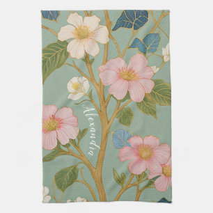 Linge De Cuisine En fleurs : Branche pastel avec fleurs roses