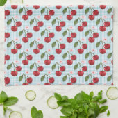 Linge De Cuisine En vichy Bleu Rustique Et Cerises (Plié)