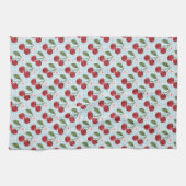 Linge De Cuisine En vichy Bleu Rustique Et Cerises (Horizontal)