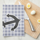 Linge De Cuisine En vichy gris-bleu ; Ancre (Quart Plié)