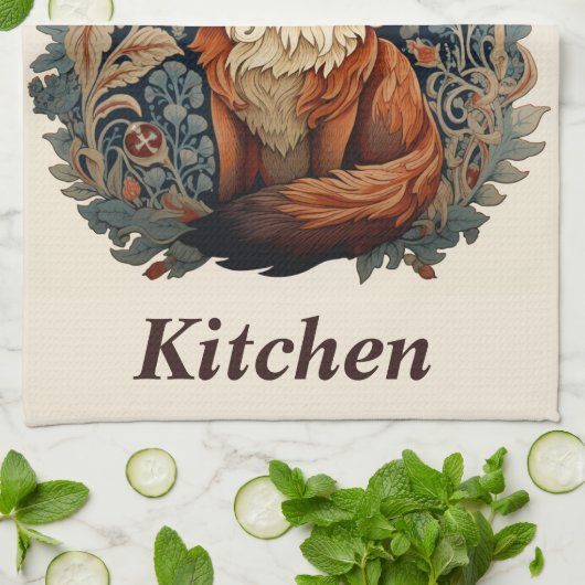 Linge De Cuisine Enchanter le renard boisé avec un nom personnalisé (Plié)