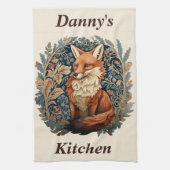 Linge De Cuisine Enchanter le renard boisé avec un nom personnalisé (Vertical)
