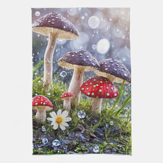 Linge De Cuisine Enchanter Toadstools pluie Imaginaire mystique (Vertical)