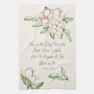 Linge De Cuisine Encouragement Bible Verse Magnolia Aquarelle Scrip