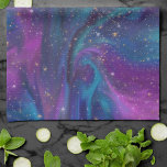 Linge De Cuisine Encre cosmique | Turquoise bleu violet Galaxie Neb<br><div class="desc">Le ciel est la limite ! Le marbrage liquide à l'encre d'alcool tendance crée une galaxie cosmique abstraite sophistiquée aquarelle couleur transparente motif dans de belles teintes de bijoux profonds de bleu, violet et rose ombre palette avec des étoiles d'or pour ajouter une pop de couleur et de style personnel....</div>