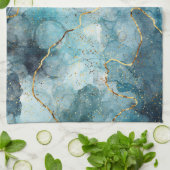 Linge De Cuisine encre d'alcool bleu (Plié)