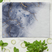 Linge De Cuisine encre d'alcool bleu foncé (Plié)