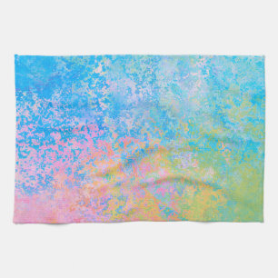 Linge De Cuisine Encre d'alcool peinte Neon Pastel Sky Abstraite