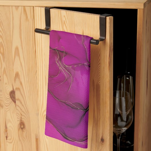Linge De Cuisine encre d'alcool pourpre (Pliage en tiers)