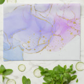 Linge De Cuisine Encre d'alcool rose, pourpre et bleu (Plié)