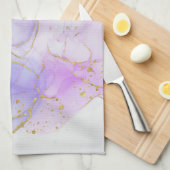 Linge De Cuisine Encre d'alcool rose, pourpre et bleu (Quart Plié)