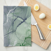 Linge De Cuisine encre d'alcool verte (Quart Plié)