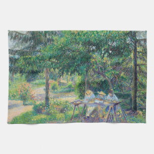 Linge De Cuisine Enfants attablés dans le jardin Camille Pissarro