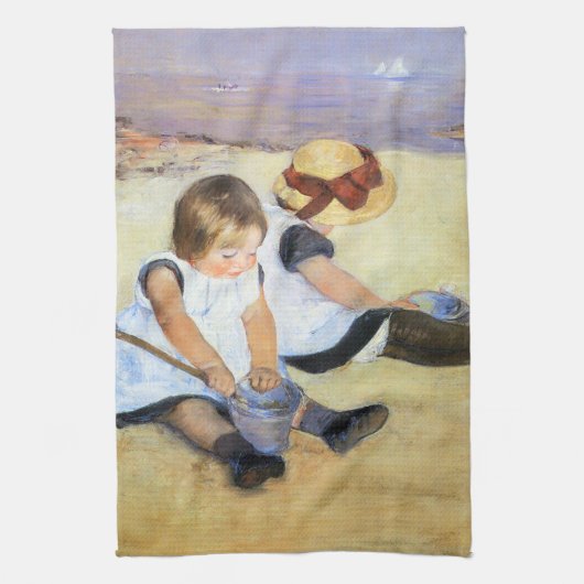Linge De Cuisine Enfants de Mary Cassatt jouant sur la plage (Vertical)