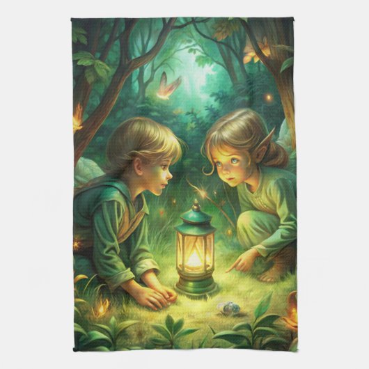 Linge De Cuisine Enfants mignons en forêt (Vertical)