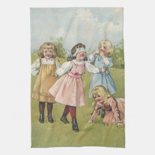 Linge De Cuisine Enfants victoriens vintage jouent au colin-maillar