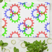 Linge De Cuisine Engrenages rouges, verts et bleus (Plié)