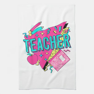 Linge De Cuisine Enseignant Rétro Coloré Années 90 Retour à l'École