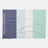 Linge De Cuisine Ensemble élégant de bloc de couleur de monogramme (Horizontal)