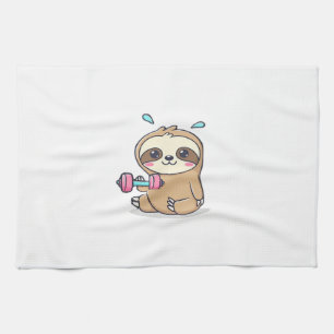 Linge De Cuisine Entraînement drôle de paresseux Chibi Gym Cartoon