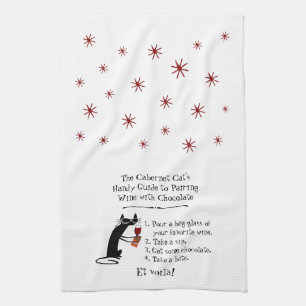 Linge De Cuisine Éparcelle de vin avec Chocolat Drôle Chat