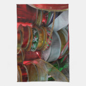 Linge De Cuisine Épaves de Noël Ruban Holiday Rouge et or (Vertical)