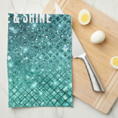 Linge De Cuisine Éperche verte Turquoise Aqua (Quart Plié)