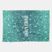 Linge De Cuisine Éperche verte Turquoise Aqua (Horizontal)