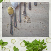 Linge De Cuisine Épices sur cuillères, cuillères à café, plat de cu (Plié)