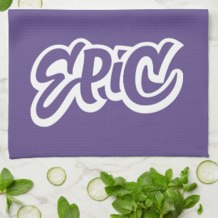 Linge De Cuisine ÉPIQUE Gras Lettres Violet Violet Calligraphie