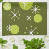 Linge De Cuisine Époque atomique Starburts Olive Green (Plié)