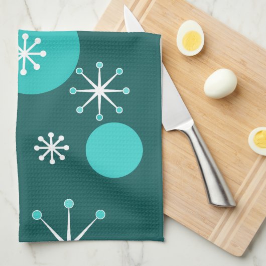 Linge De Cuisine Époque atomique Turquoise (Quart Plié)