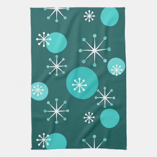 Linge De Cuisine Époque atomique Turquoise (Vertical)