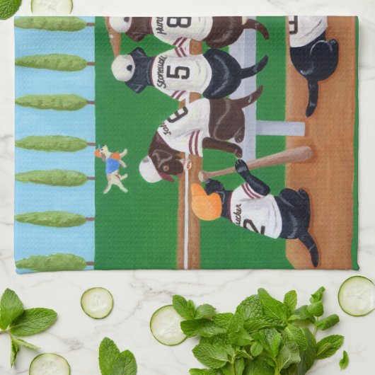 Linge De Cuisine Équipe de baseball Labradors (Plié)