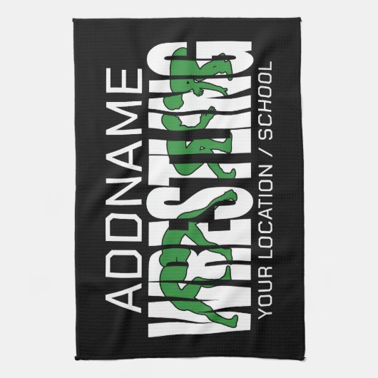 Linge De Cuisine Équipe de lutte AJOUTER TEXTE École Varsity Lutteu (Vertical)